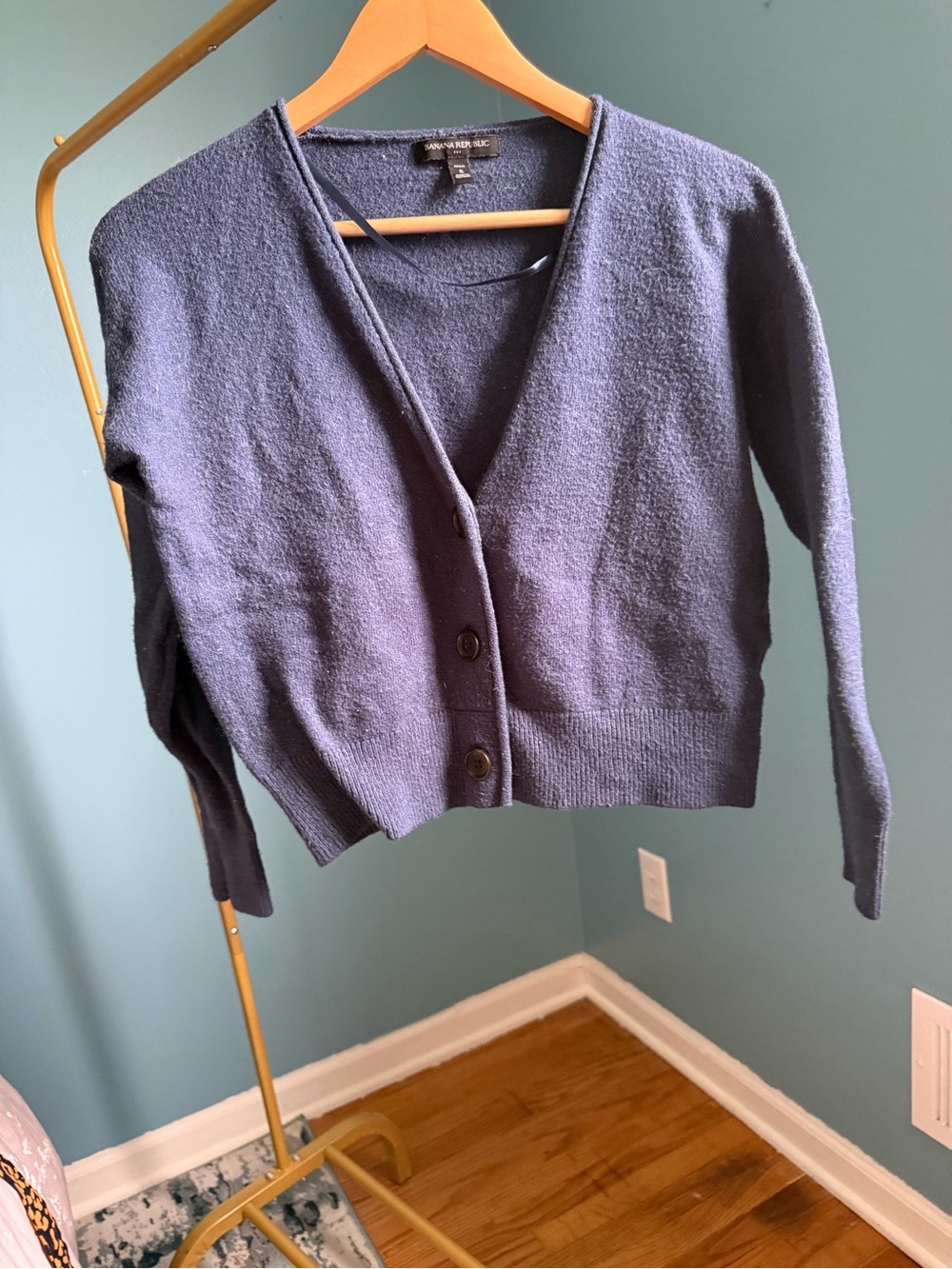 Navy V-Neck Button Cardigan Sweater